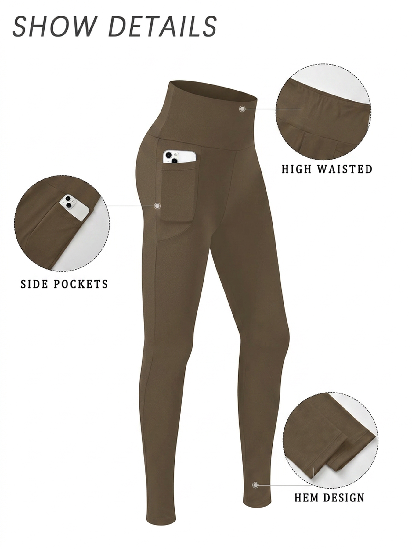 Leggings de sport super doux pour femmes avec poches, taille haute, effet ventre plat, pour entraînement, yoga, course à pied