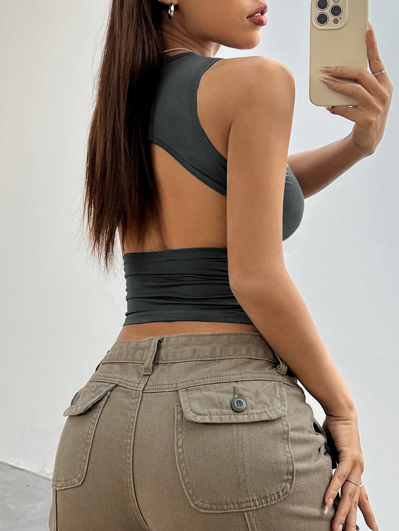 Gilet décontracté et confortable pour femmes, à col rond et dos nu, tendance