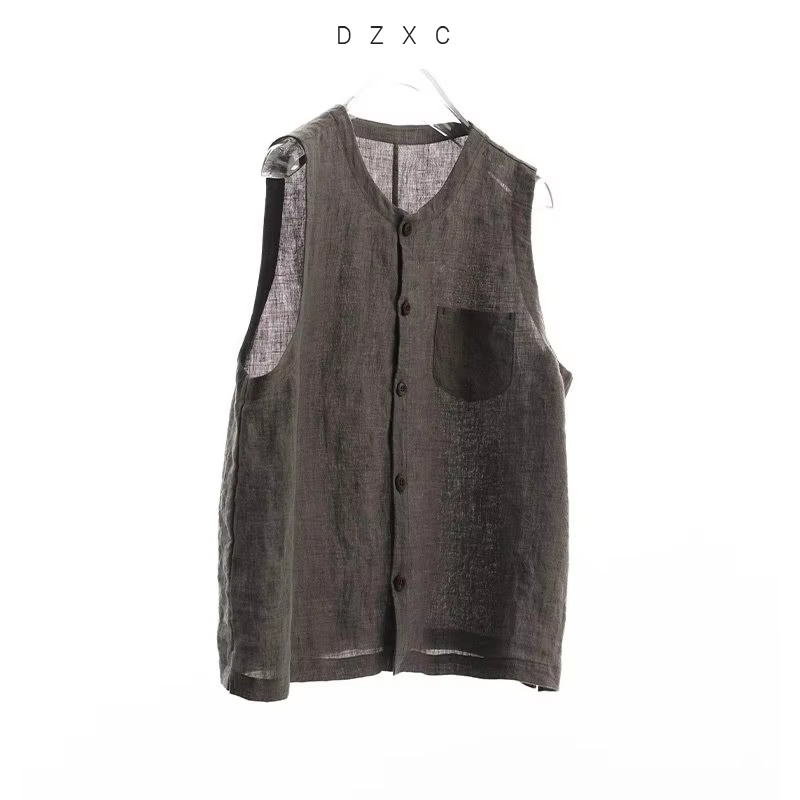 Débardeur assorti 100 % lin pour femme, haut sans manches, vêtements amples grande taille pour femme, style décontracté, été 2026