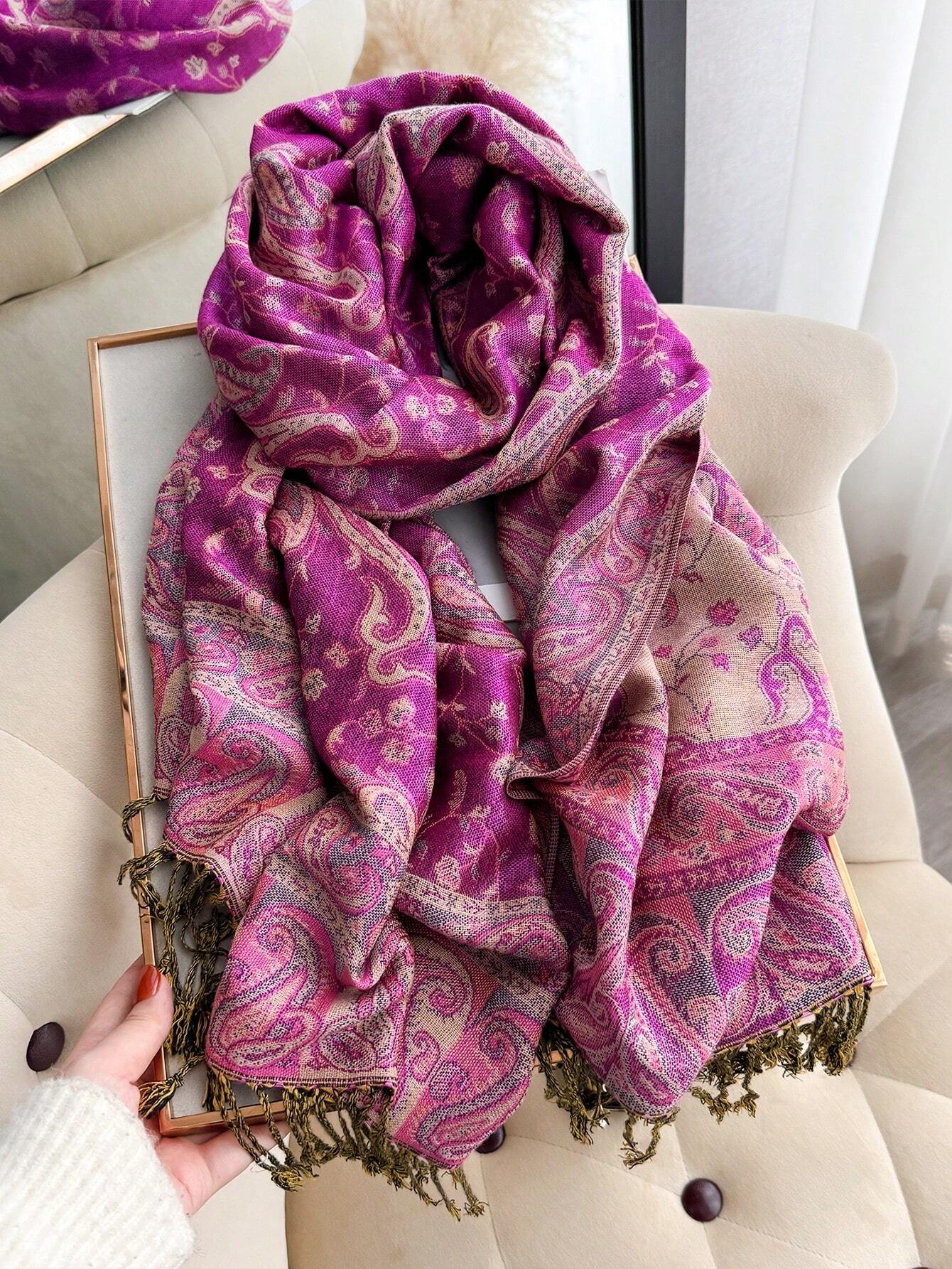 2025 nouveau Pashmina femmes écharpe bohême Paisley châle enveloppement Paisley Jacquard fleurs cachemire classique glands 70X190 cm