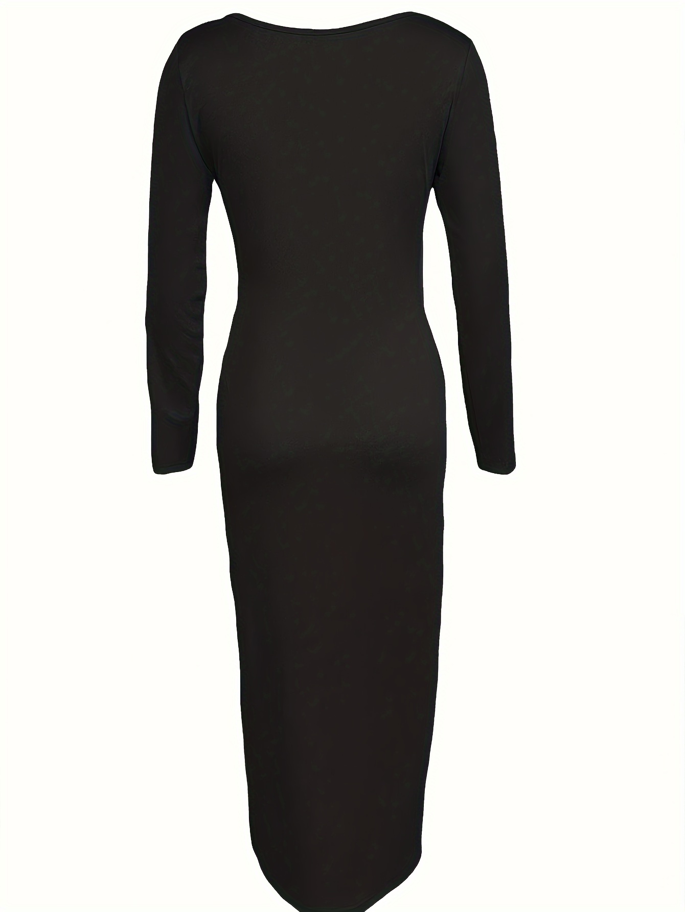 Robe longue élégante à col rond et coupe basse pour femme