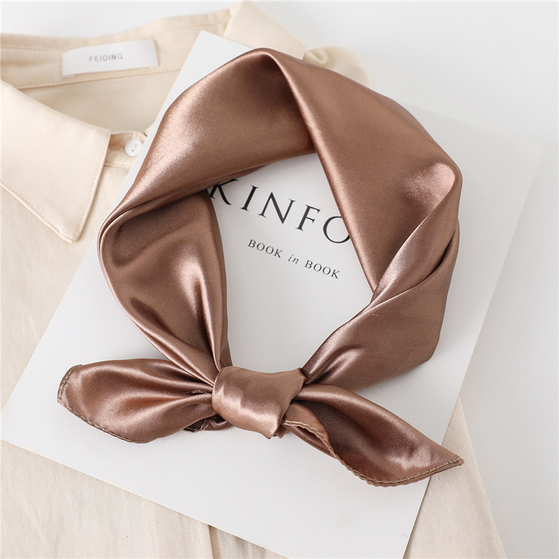InjFlag-Foulard Carré en Satin pour Femme, Couleur Unie, Petit Châle, Bandana, 60x60cm