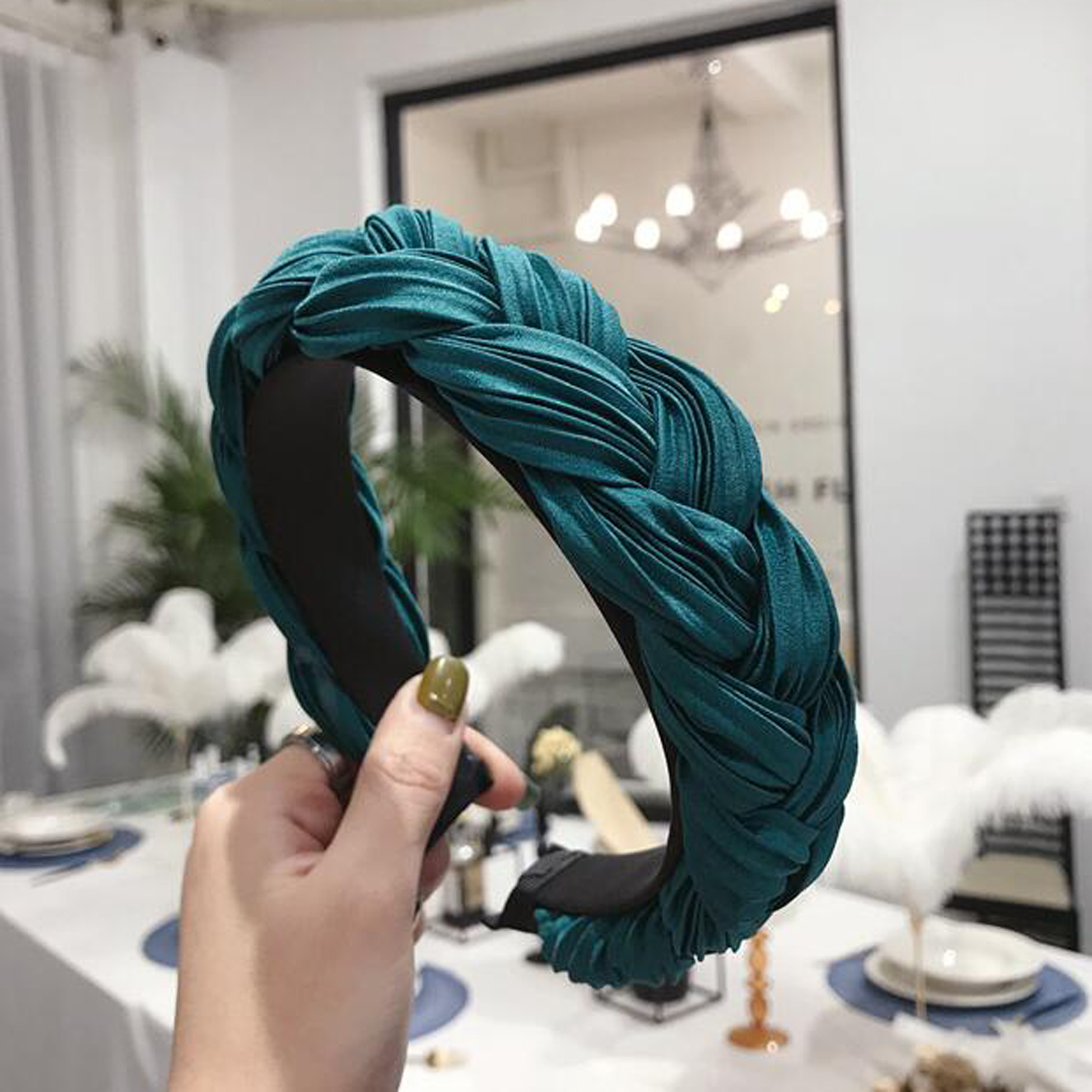 Nouvelle mode femmes bandeau noeud croisé tresse bandeau adulte automne hiver chapeaux large côté Turban cheveux accessoires