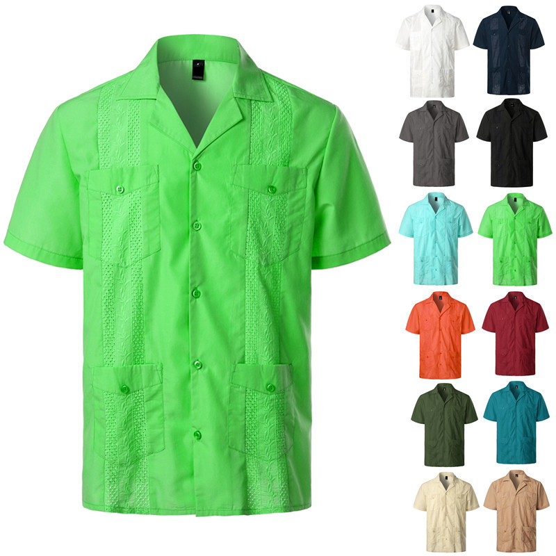 Nouvelles Chemises d'été 2026 à Manches Courtes Style Arabe pour Hommes – Hauts Décontractés Unis pour Hommes – Vêtements Masculins