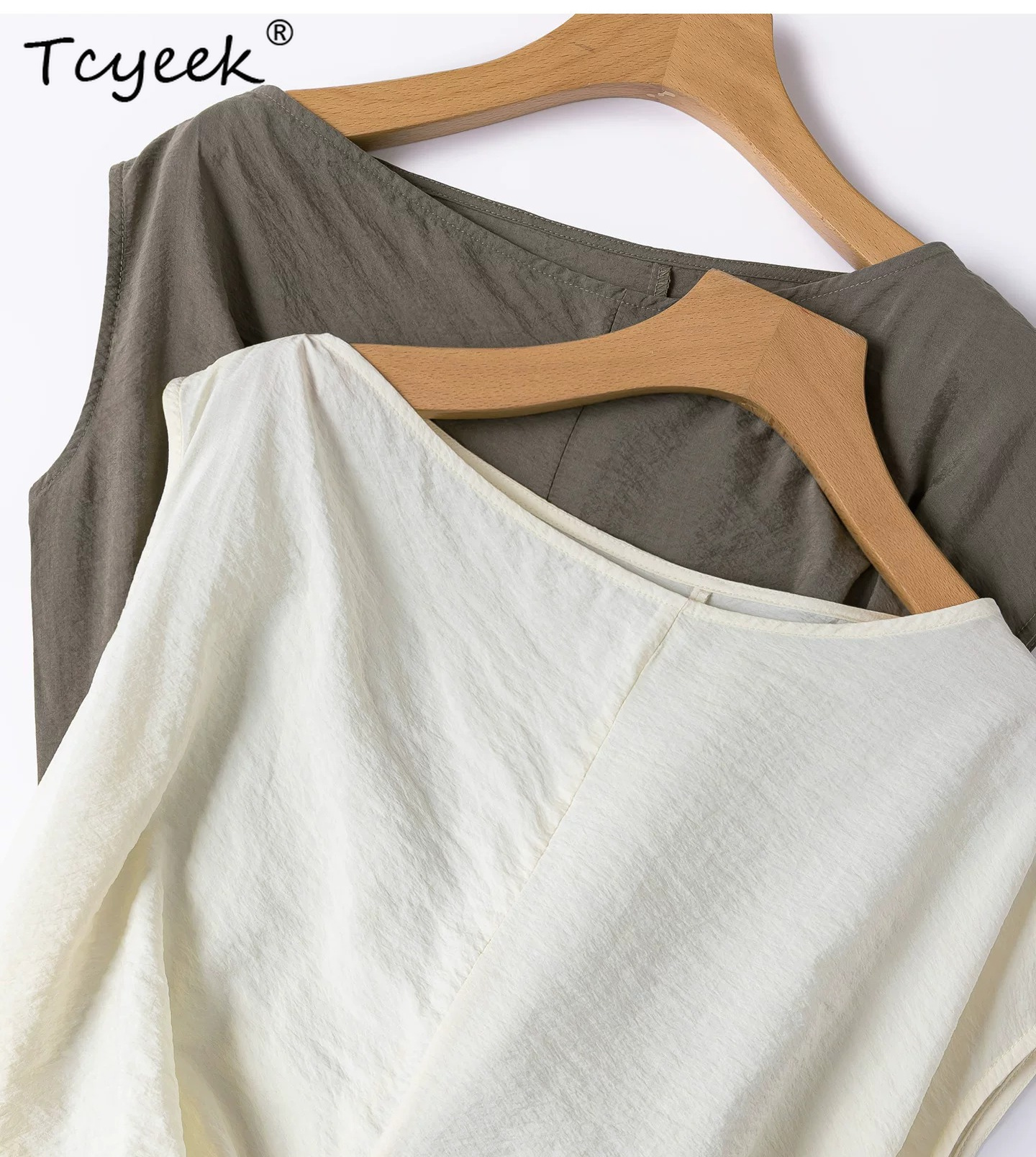 Robe de Soirée Tcyeek 76% Soie Véritable pour Femme, Robes Élégantes pour Femmes, Vêtements d'Été 2026, Robe Fendue en Soie Sèche, Coupe Ample, Vestidos Mujer