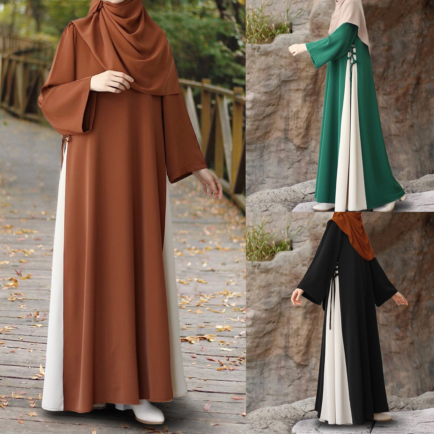 Robe Longue Modeste pour Femme Musulmane, Patchwork de Proximité, Wstring Arabe, Jalabiya Éducatif, Dubaï, Abayas Saoudiennes, Maroc, Eid Ramadan