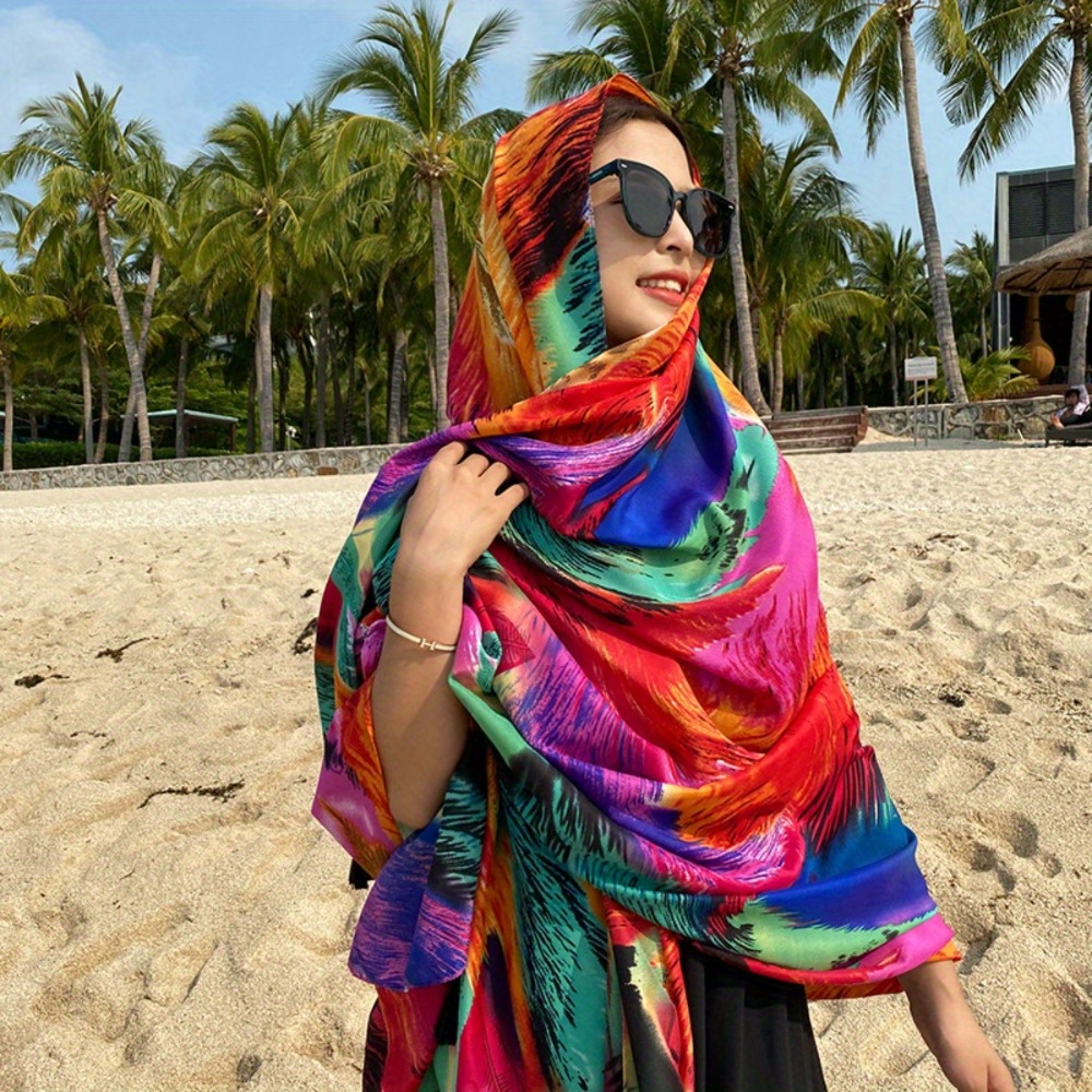Écharpe imprimée couleur pour femmes, châle à usage quotidien doux et confortable à la mode, écharpe multifonctionnelle décontractée pour femmes