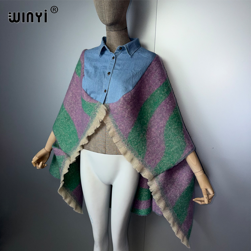 Poncho d'hiver tendance pour femmes WINYI, manteau africain, robe musulmane, abaya, veste cape de luxe pour femmes du Moyen-Orient