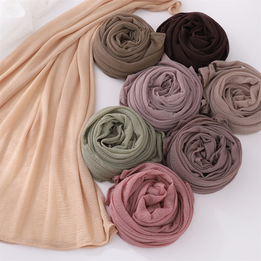 Nouveau froissé femmes musulmanes Hijab écharpe Abaya femmes voile Turbans pour femme rides châles et enveloppes islamiques Ramadan Hijabs écharpe