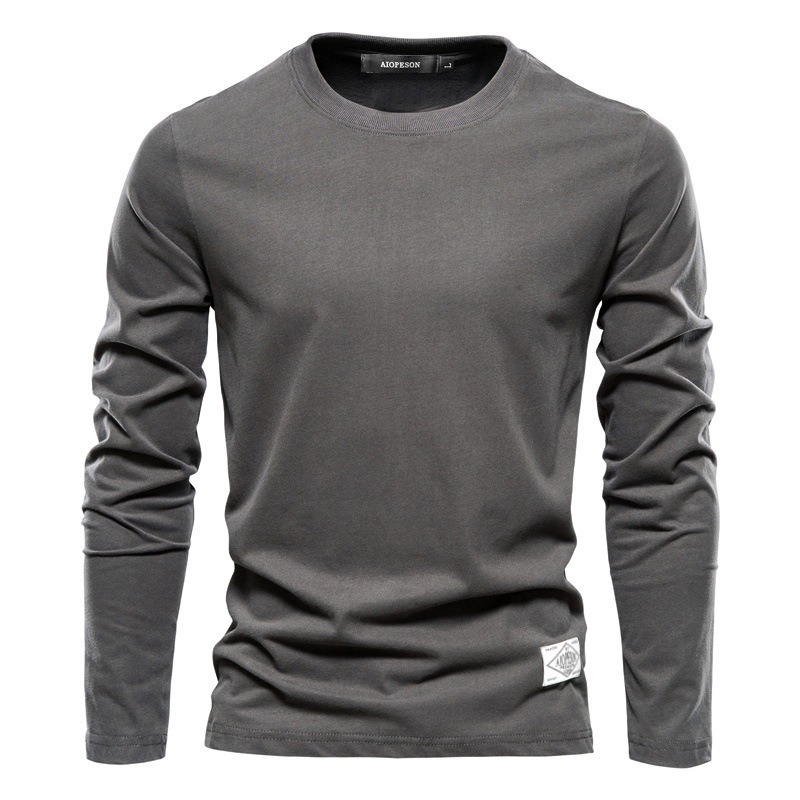 T-shirt pour hommes coton à manches longues T-shirts couleur unie manches pleine longueur pour printemps automne sous-vêtements vêtements pour hommes