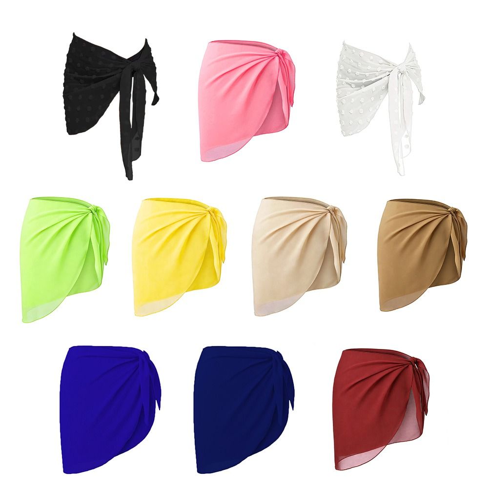 Robe de plage en mousseline de soie courte avec protection UPF, cache-maillot de bain, design portable, tissu transparent, paréo de bikini