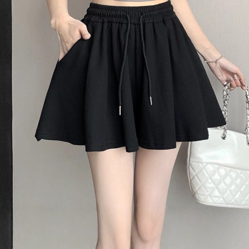 Shorts de sport décontractés style ballet pour femmes, tenue d'été, taille haute, amincissants, amples, plissés, coupe large, type jupe-culotte cinq-quarts