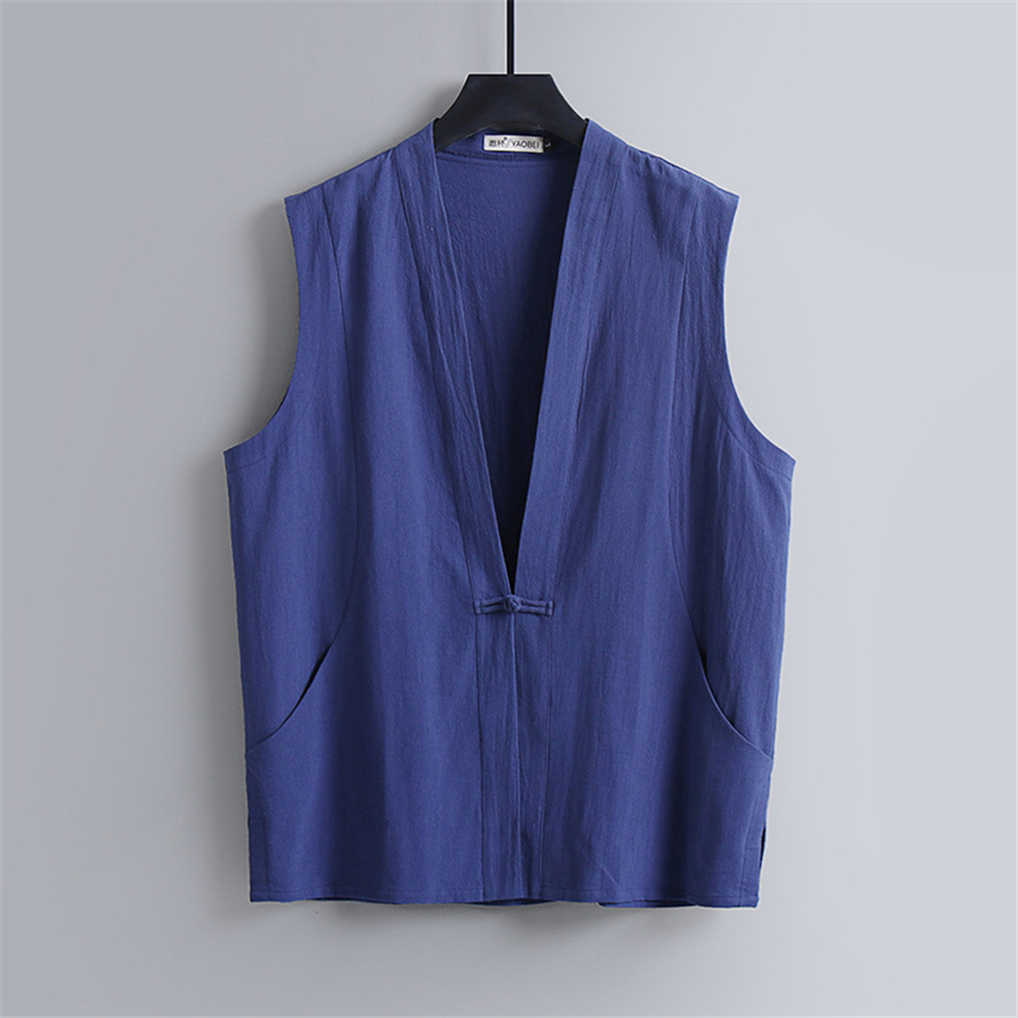Haut d'été en lin glacé pour hommes, haut précieux, grande taille 9XL, mode décontractée, gilet solide pour documents, homme, grande taille 9XL