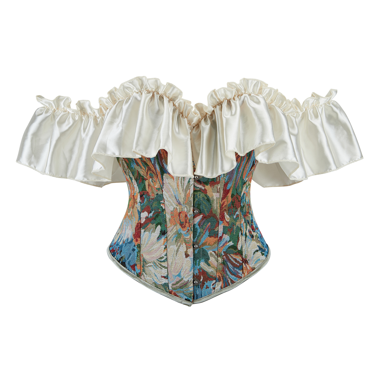 Femmes Bustier hauts Vintage Jacquard fleur Corset à volants manches corps Shaper à la mode Renaissance chemises