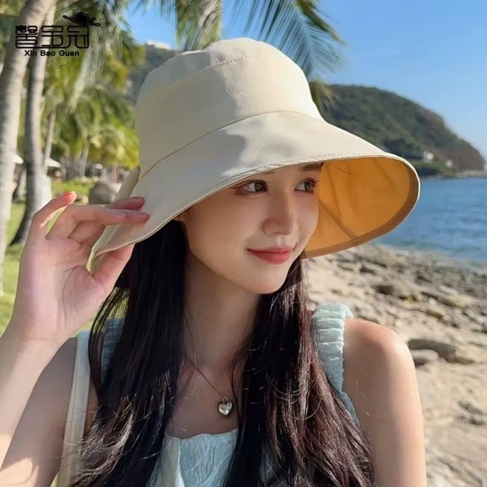 Nouveaux chapeaux seau à nœud papillon 360 °   Chapeau de protection solaire à large bord, respirant, bloquant les UV, pour femmes