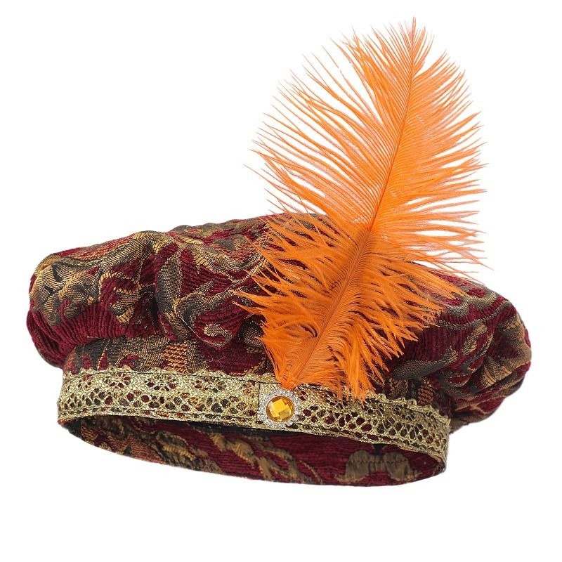 Chapeau Tudor médiéval avec plume pour hommes et femmes, Costume victorien élisabéthain de la Renaissance, Bonnet Royal, casquette à Muffin ronde pour adultes