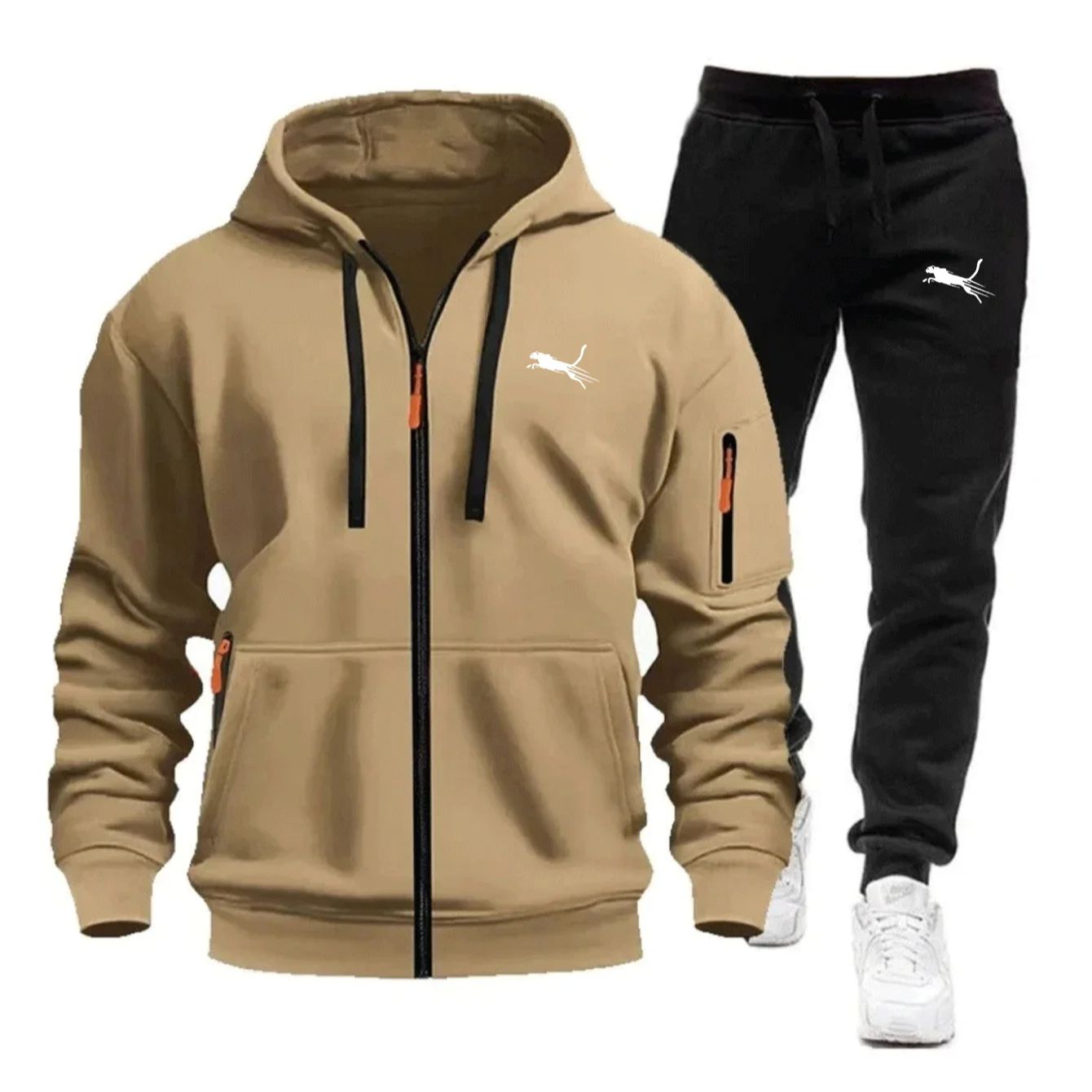 Ensemble de survêtement décontracté pour hommes – Sweat-shirts à capuche zippés de haute qualité pour le quotidien – Collection sport 2026 – Idéal pour le jogging