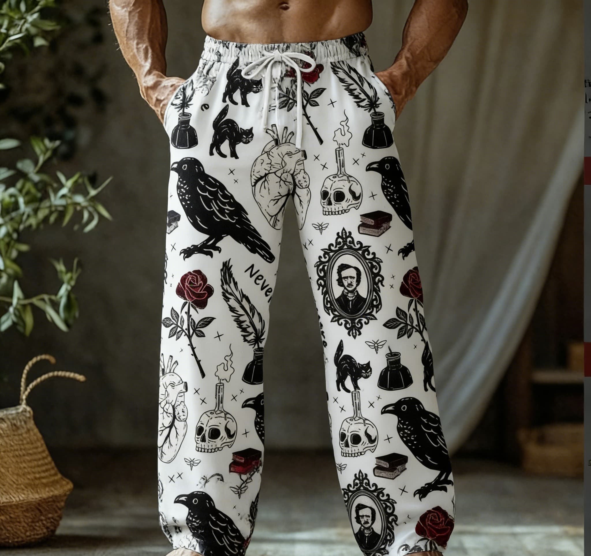 Pantalon de plage hawaïen pour homme, fin, à séchage rapide, coupe ample, décontracté, imprimé rétro avec motif de tampon de passeport