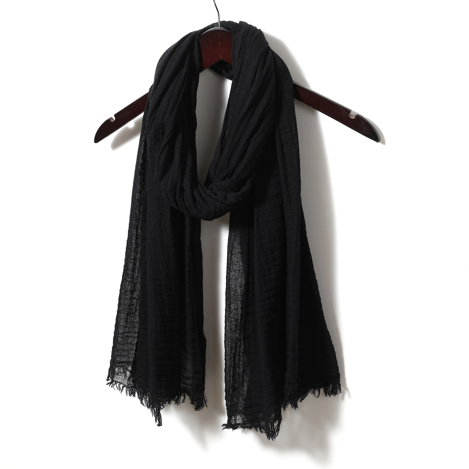 Foulards en coton et lin pour hommes, couleur unie, écharpe chaude, silencieux, accessoires masculins, châle Bufanda court à pompon, automne hiver