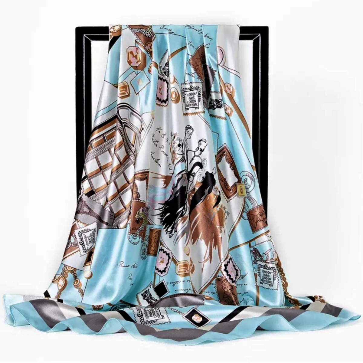 Foulard carré en satin pour femme, motif cachemire, élégant, imprimé 2026, en soie, écharpe, châle, bandeau, accessoires pour cheveux, bandana