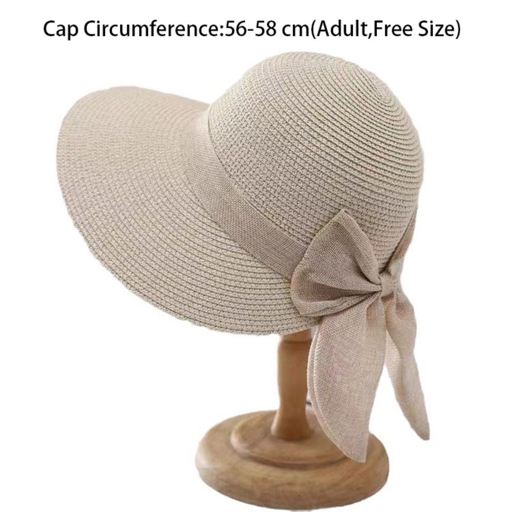 Chapeau de soleil d'été anti-UV avec nœud, respirant, pour la plage, chapeau bob décontracté et tendance pour femmes, chapeau de paille Panama