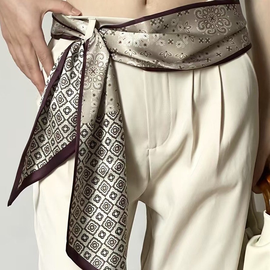 Écharpe longue de luxe en soie pour femme, motif animalier cheval, écharpe fine et étroite, ruban pour sac, bandeau pour cheveux, foulard pour femme, ruban pour sac