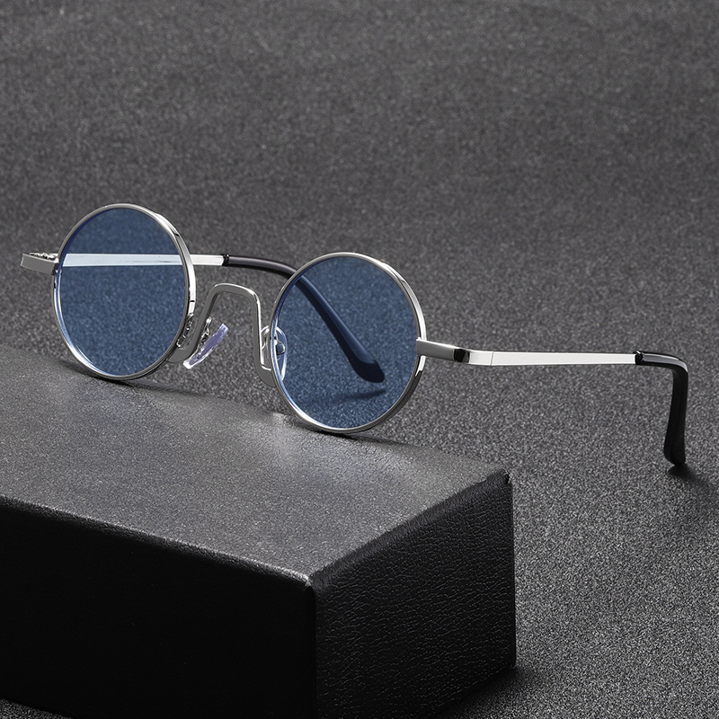 Lunettes de soleil Hippie rondes rétro pour femmes et hommes, tendance Punk Disco, lunettes de fête, cercle en métal, Protection UV