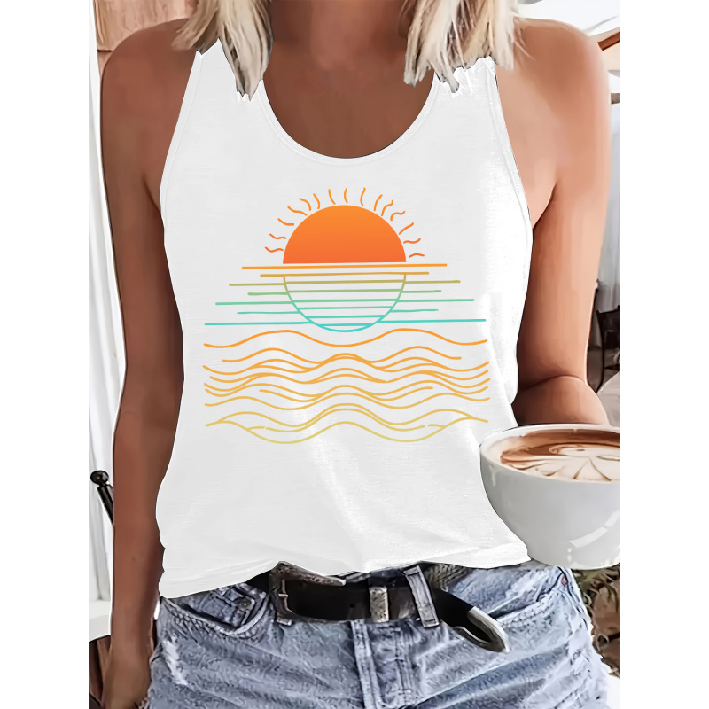 Débardeur d'été cool pour femme avec imprimé marin, idéal pour la plage et le sport, très confortable