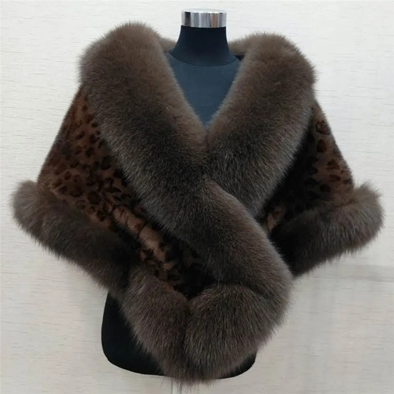 Manteau court en fausse fourrure de vison et renard pour femme, style châle, collection automne-hiver 2026, chaud et épais, idéal pour robe ou cheongsam