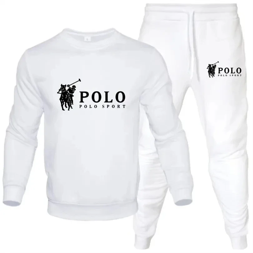 Ensemble de survêtement sportif pour homme en 2 pièces - Sweat-shirt à col rond noir et pantalon de jogging - Vêtements de sport décontractés - Survêtement sportif élégant