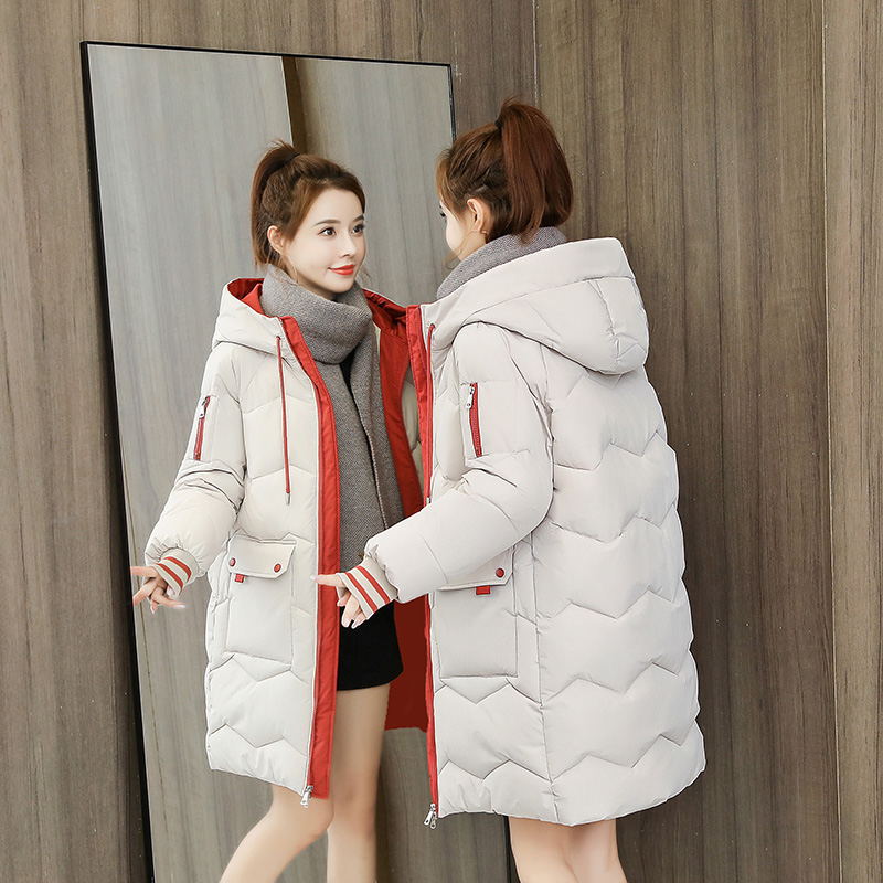 Manteau d'hiver mi-long en coton rembourré pour femme, parka à capuche, chaud et épais, pardessus décontracté, ample, vêtements de neige, veste d'extérieur solide 4XL
