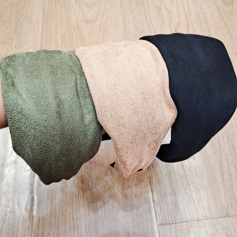 Bandeau de sauna en cuir suédé super large pour femme, bandeau uni élégant, turban de tête non ald, accessoires pour cheveux simples, mode