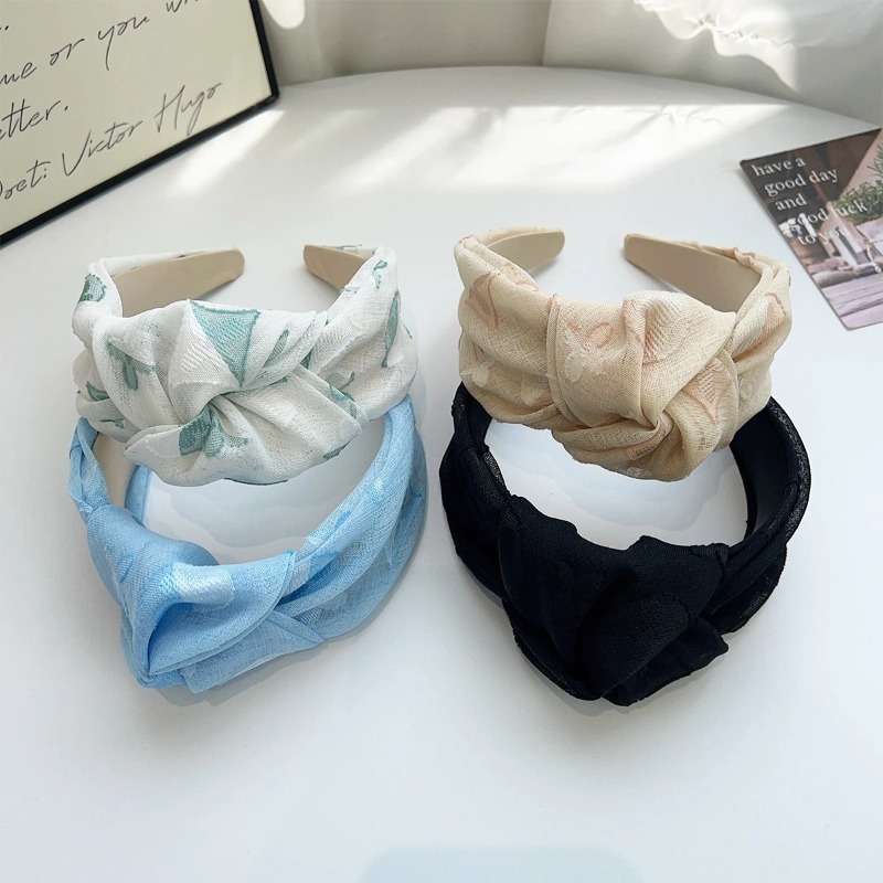 Nouveau Bandeau Large en Dentelle Printemps-Été, Nœud Frais, pour Coiffure Haute et Lavage du Visage, Accessoire Cheveux
