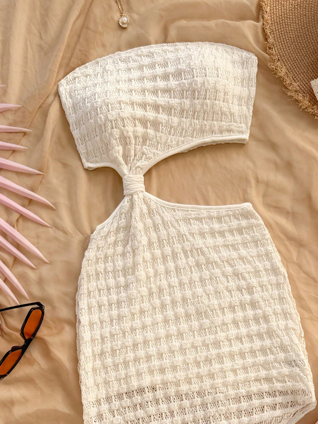 Robe longue sans bretelles pour femmes, Sexy, Faux ajouré, sans manches, pour soirée, printemps été