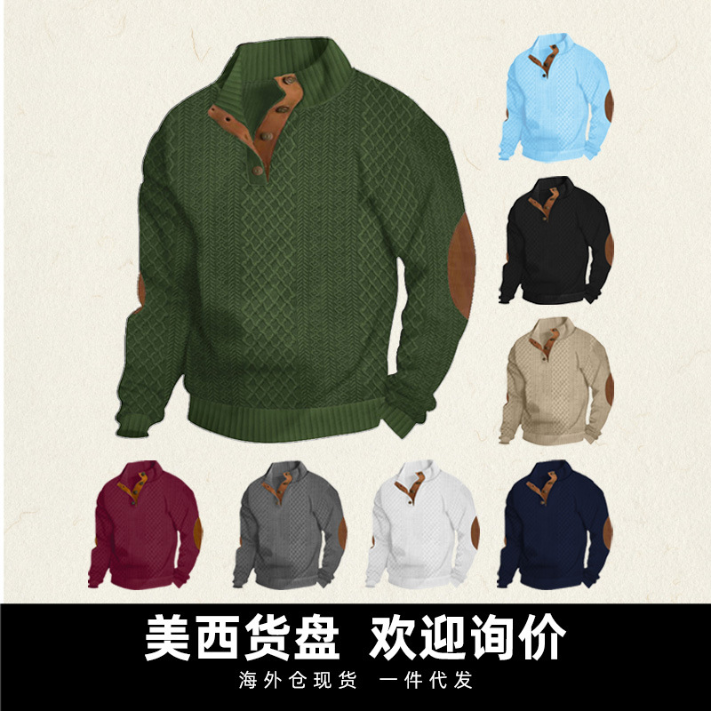 Pull Homme 2026 Décontracté Automne Col Montant Manches Longues Style Européen Sweat-shirt Tricoté Jacquard pour Extérieur