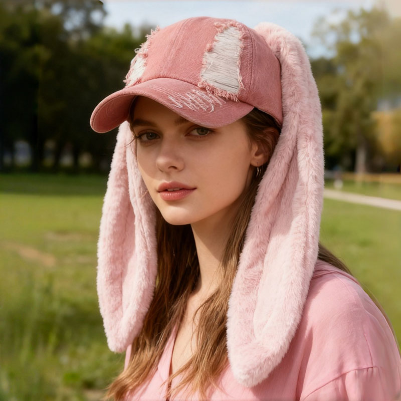 Casquette de baseball tendance pour hommes et femmes avec longues oreilles de lapin, mignonne, universelle, légère, chapeau de lapin, pour le cyclisme, les fêtes d'été