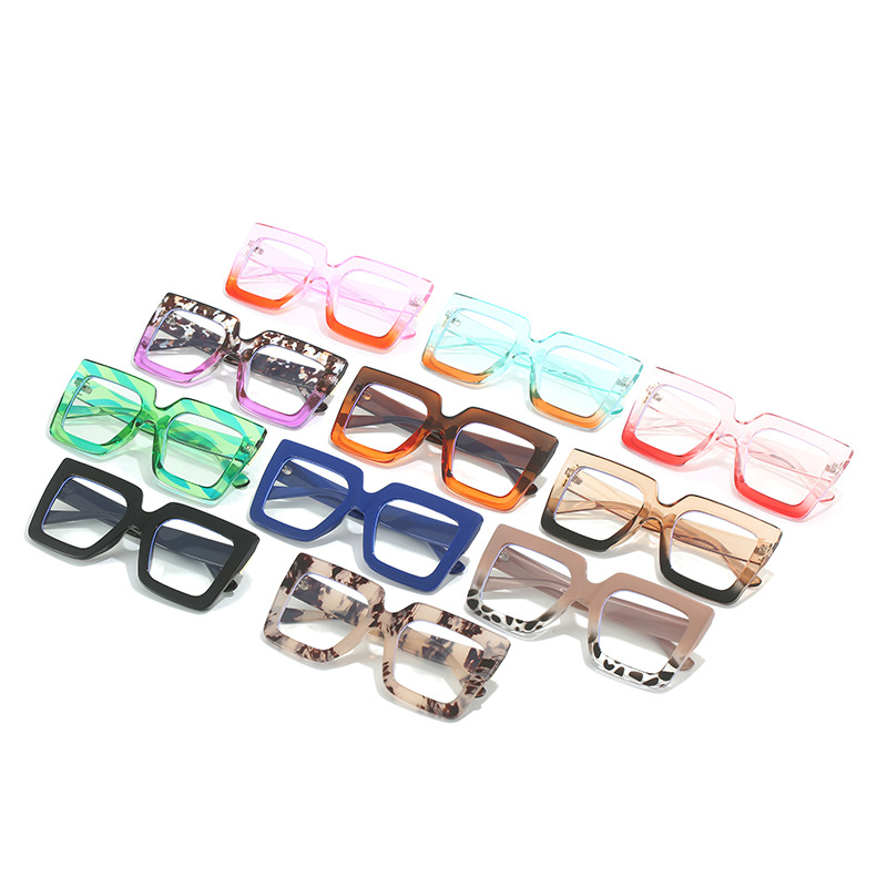 Lunettes Anti-lumière bleue colorées pour femmes, carrées surdimensionnées noires, monture optique, lentille transparente, lunettes féminines
