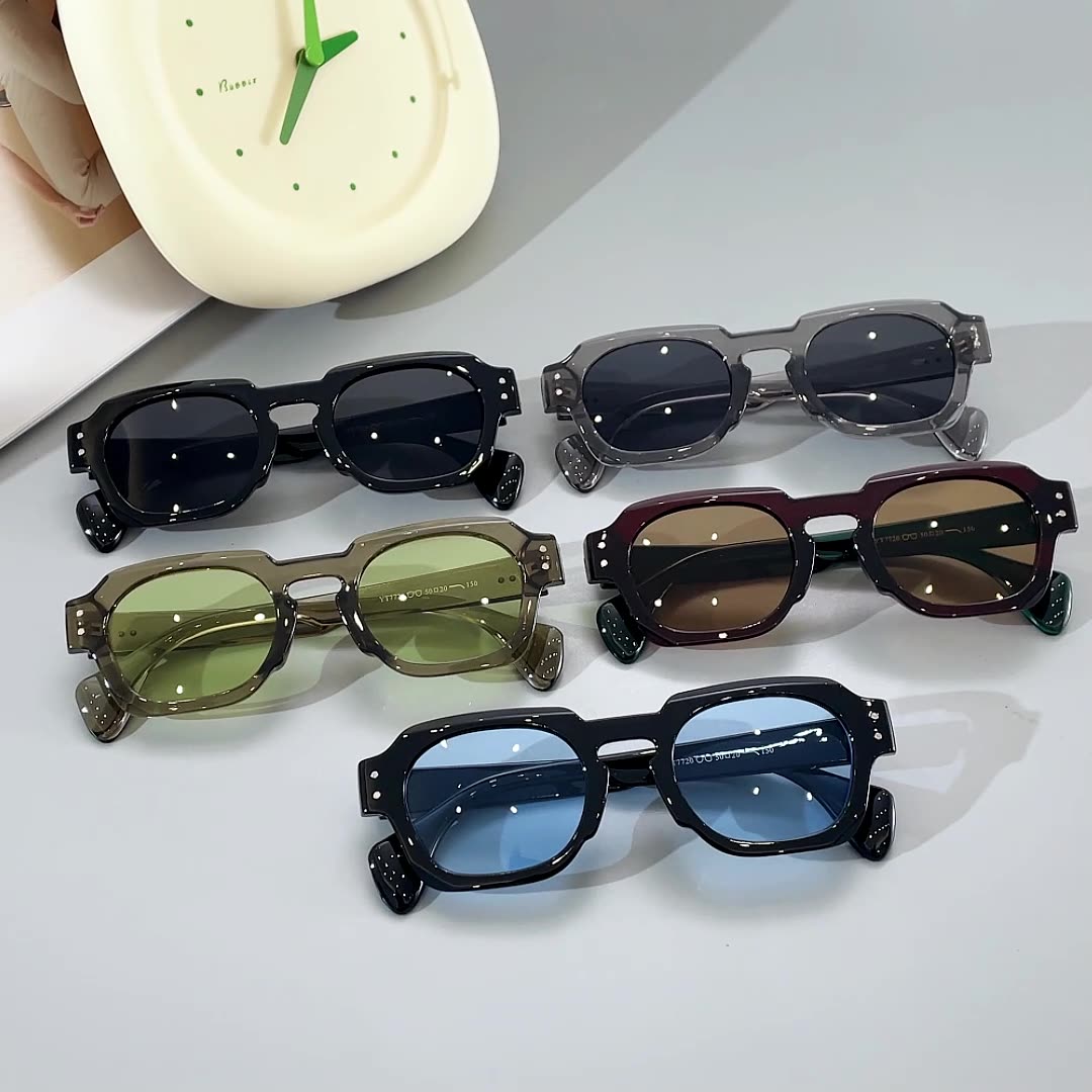 Lunettes De soleil carrées Vintage pour hommes et femmes, lunettes De soleil irrégulières De styliste De marque, mode rétro pour l'extérieur, nuances Rivet Oculos De Sol