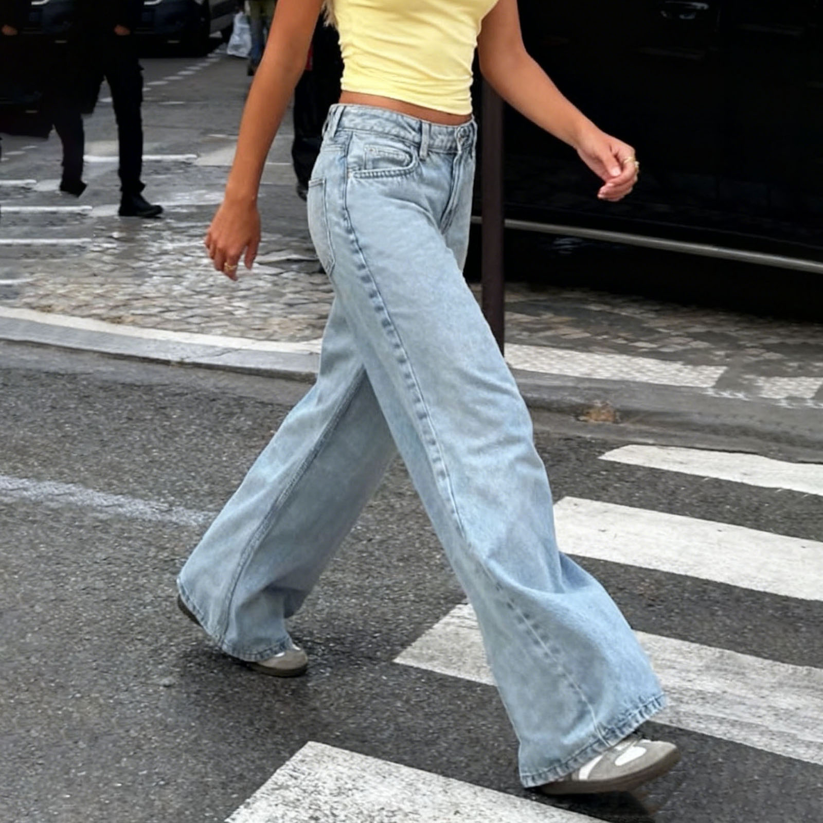 Jean Baggy esthétique pour femmes, mode printemps été, taille basse, jambes larges, pantalon en Denim avec poches, pantalon Long décontracté, Streetwear