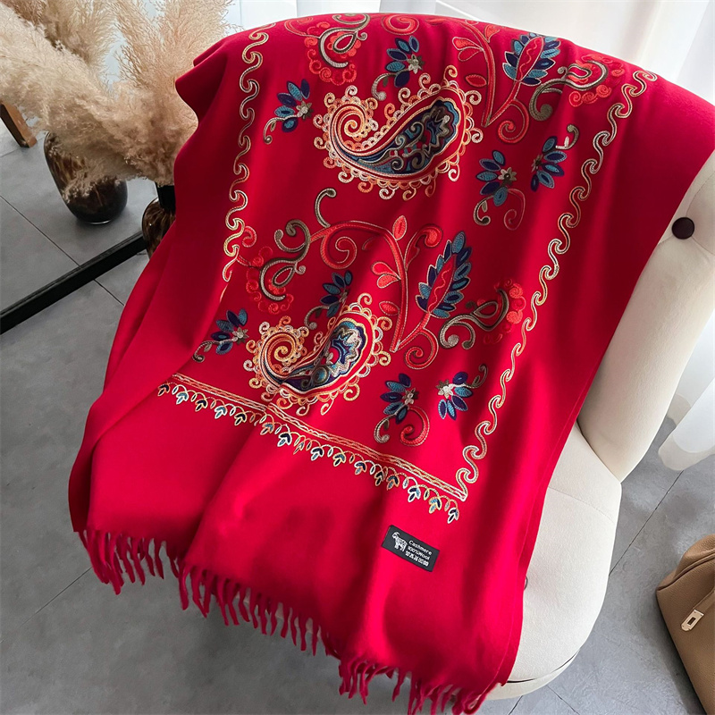 Foulard de Luxe Chaud pour Femme, Châle à Tête Ronde, Pashmina Bufanda, 2024