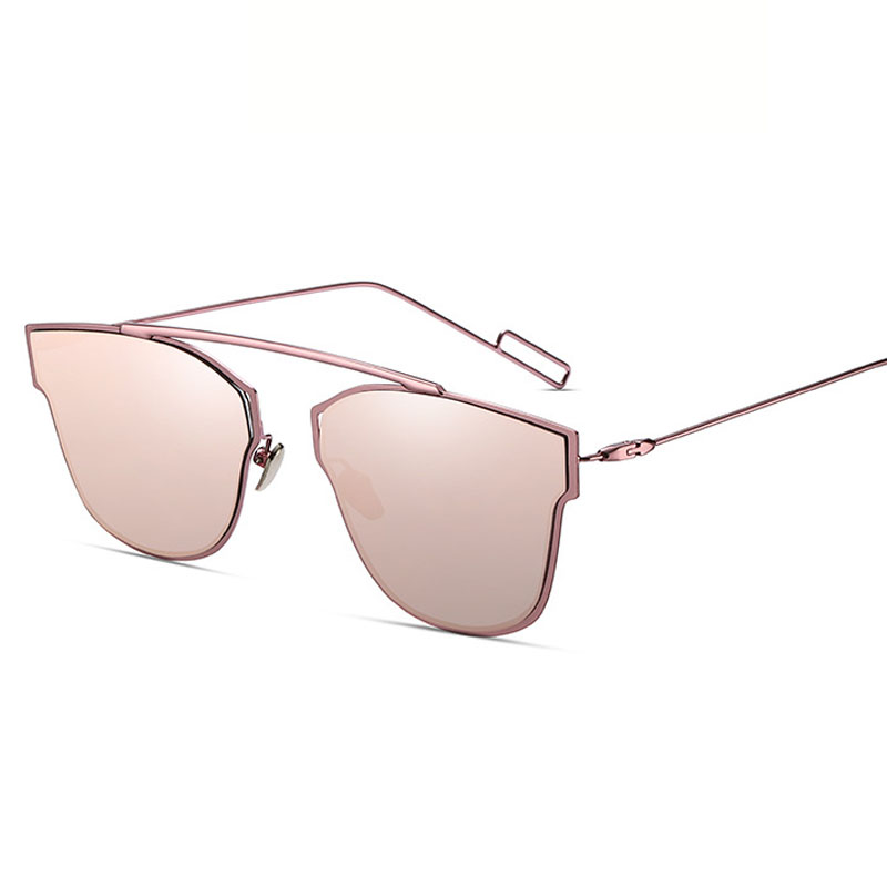 Nouvelles lunettes de soleil tendance pour femmes, style pilote, œil de chat, marque de luxe, designer, rose, violet, argent, film miroir, lunettes de soleil