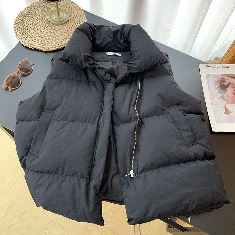 Femmes mode automne nouveau 2024 col montant élégant vers le bas manteaux vêtements d'extérieur chauds ceinture décontractée sans manches hiver femmes gilets vestes