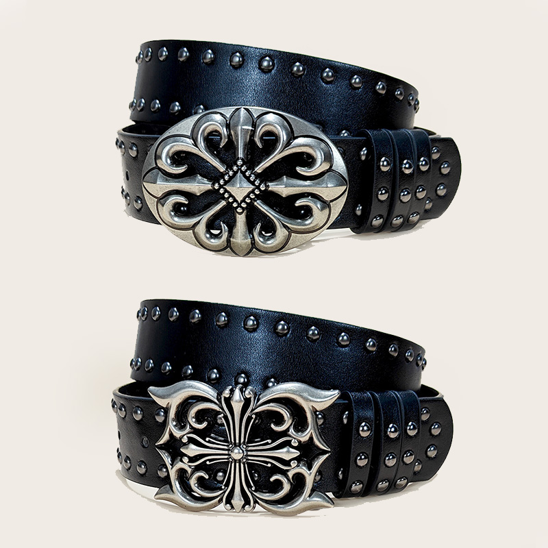 Ceinture en jean unisexe femme Punk 3.8cm de large ceintures pour femmes grande taille luxe concepteur croix hommes ceinture gothique Rivet ceinture mâle