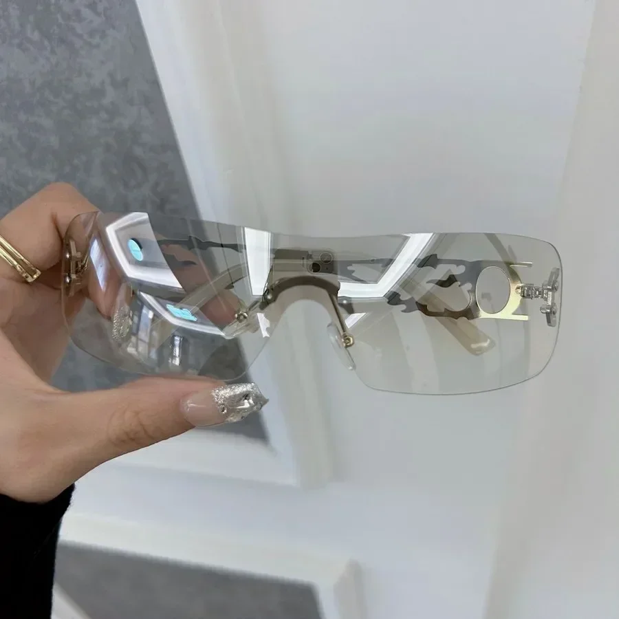 Lunettes de soleil carrées tendance pour femmes et hommes, sans monture, de marque de créateur, confortables pour les voyages et les activités de plein air