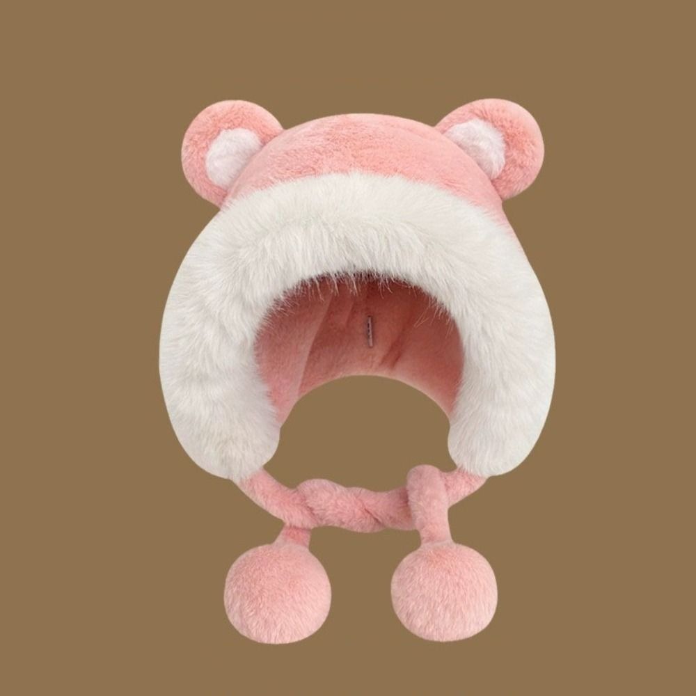 Nouveau Chapeau d'hiver chaud laçage Protection des oreilles oreilles d'ours chapeau velours laine seau chapeau femmes