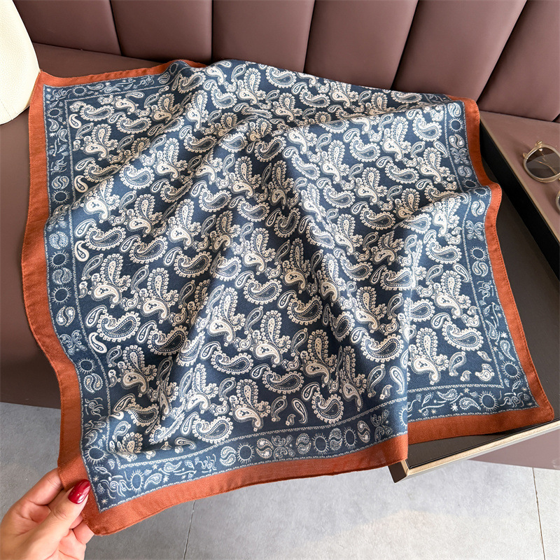 Écharpe de cou en coton et lin imprimé noix de cajou pour femmes, Foulard carré pour cheveux, bandeau, châles, enveloppes, Foulard Bandana