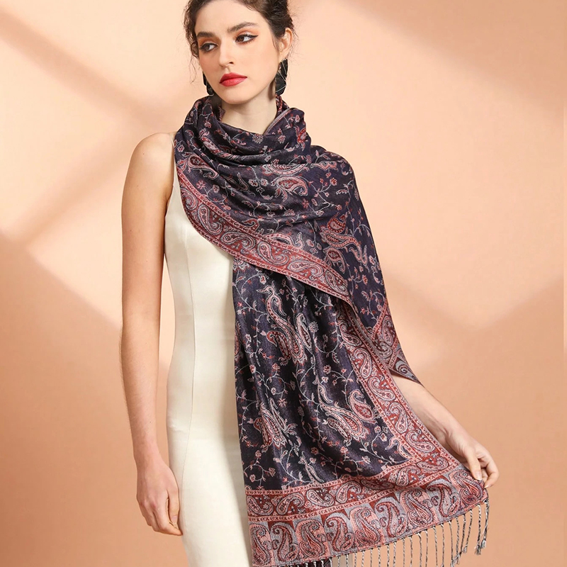 Automne hiver écharpe femmes Pashmina châles couverture en cachemire Paisley chaud épais grosses étoles dame élégant Poncho extérieur Bufanda