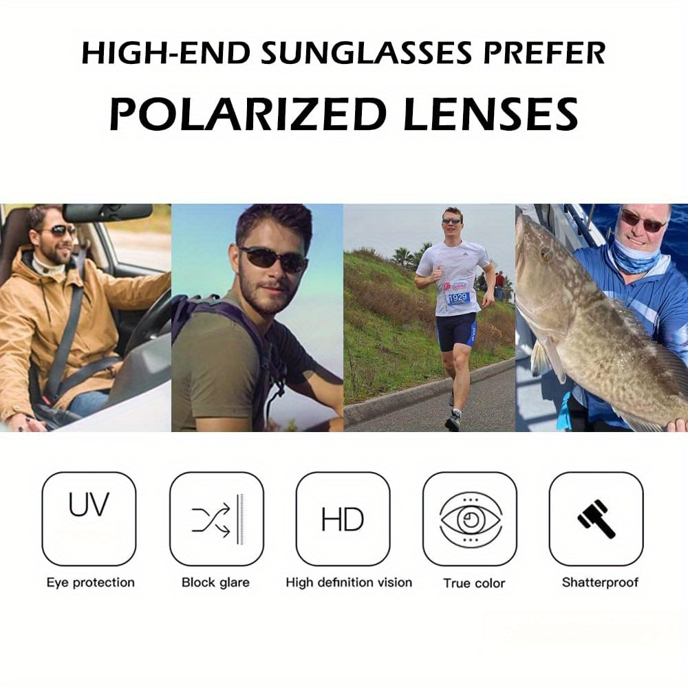 Lunettes de soleil polarisées pour hommes et femmes, monture sans bordure Tr90, légères et durables, protection pour la course à pied, la pêche, le baseball