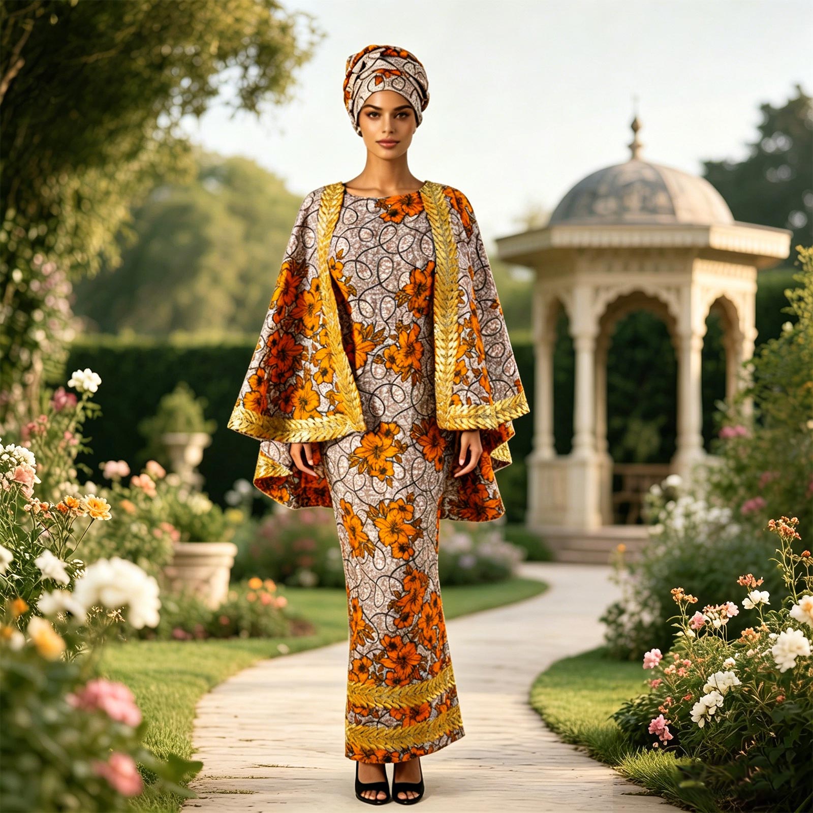 Robe de soirée africaine de luxe pour femme avec cape assortie, robe sans manches ajustée, élégante, en Bazin Riche, pour mariée, mariage 2625022