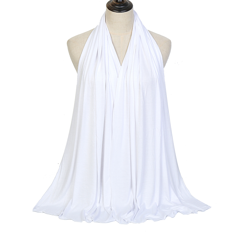 Écharpe Hijab en Jersey de coton Modal pour femmes, châle extensible, bandeau musulman uni, mode, couleur unie, Long silencieux 170x60cm